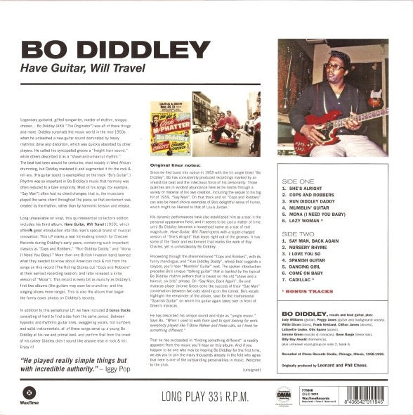 Image of Back Cover of 1054007S: LP - BO DIDDLEY, Have Guitar Will Travel (Wax Time; LP771818, UK 2015 Reissue, 180 Gram Vinyl)   NEW/NEW