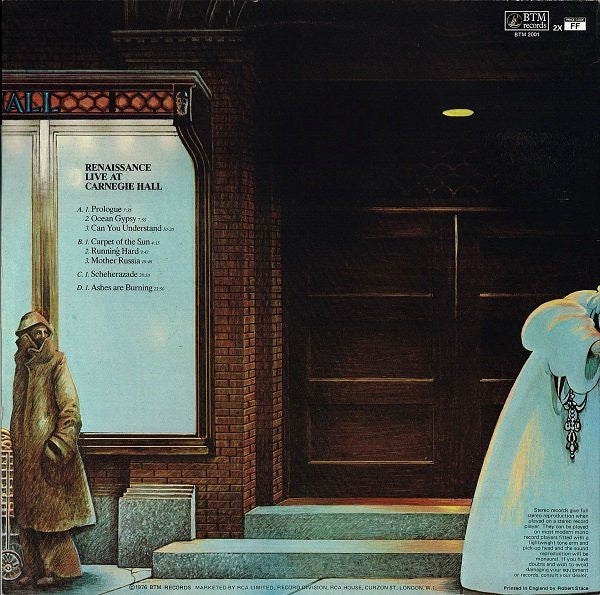 Image of Back Cover of 2xLP - VG/VG - RENAISSANCE, Live at Carnegie Hall (BTM; 2001, UK 1976, Gatefold), ,  - 4116239C