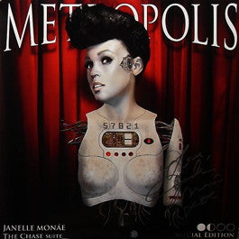 Image of Front Cover of 12" EP - VG+/VG+ - JANELLE MONAE, Metropolis - The Chase Suite (Bad Boy / Wondaland; 511234-1, US 2008, Cherry Clear Vinyl, with CD), CD has fogging,  - 4446233S