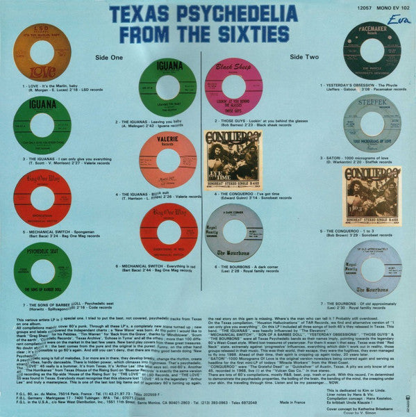 Image of Back Cover of LP - VG+/VG+ - VARIOUS, Texas Psychedelia From The Sixties (Eva; EVA12057, France 1986), ,  - 2926247E