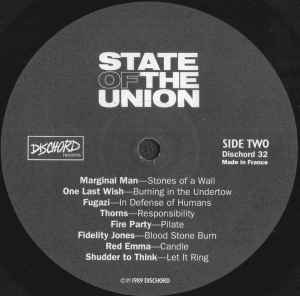 Image of Label of 3444090S: LP - VARIOUS, State Of The Union - DC Benefit Compilation (Dischord; 32, France 1989, Booklet) Still in (opened) shrinkwrap  VG+/VG+