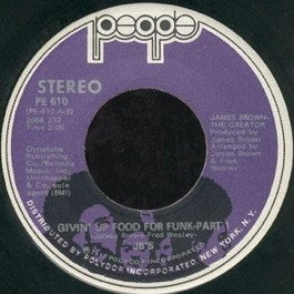 Image of Front Cover of 7" - /VG - JB'S, Givin' Up Food For Funk  (People; PE 610, US 1972, Plain Sleeve), Light Marks only.,  - 3016272C