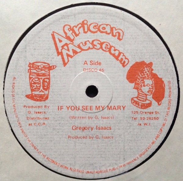 Image of Front Cover of 12" - /VG+ - GREGORY ISAACS, If You See My Mary (African Museum; , UK 1979, Blue Vinyl), ,  - 3016158C