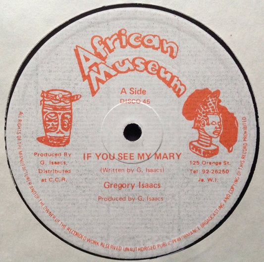 Image of Front Cover of 12" - /VG+ - GREGORY ISAACS, If You See My Mary (African Museum; , UK 1979, Blue Vinyl), ,  - 3016158C