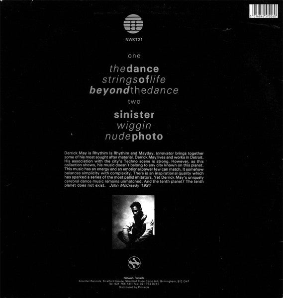 Image of Back Cover of 12" EP - VG+/VG - DERRICK MAY / RYTHIM IS RYTHIM / MAYDAY, Innovator - Soundtrack For the Tenth Planet (Network; NWKT 21, UK 1997, Picture Sleeve), Light marks only, plays VG/VG+,  - 2446114S