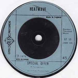 Image of Back Cover of 7" - /G+ - HEATWAVE, Ain't No Half Steppin' / Special Offer (GTO; GT 59, UK 1976), Marks on disc. Plays well with the lightest of clicks.,  - 1426110E