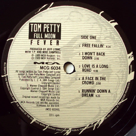 Image of Label Cover of LP - VG/G+ - TOM PETTY, Full Moon Fever (MCA; MCG 6034, UK 1989, Inner), Light marks only,  - 3916359C