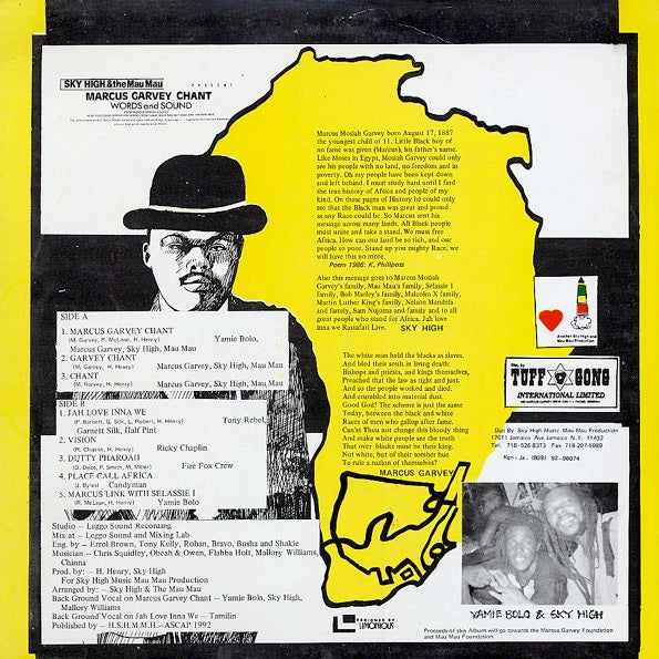 Image of Back Cover of LP - VG/G+ - VARIOUS ARTISTS, Marcus Garvey Chant (Sky High; , Jamaica 1992), Some fogging to disc but still plays fine!,  - 3916291C