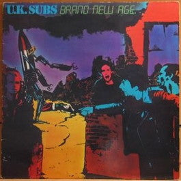 Image of Front Cover of LP - VG/VG - U.K. SUBS, Brand New Age (GEM; GEMLP 106, UK 1980, Insert, Clear Vinyl Browned Through Age), Browned a fair bit, Still translucent, Fine hairlines only when held under strong light, Light wear to sleeve,  - 3316210C