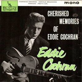 Image of Front Cover of 2214236C: 7" EP - EDDIE COCHRAN, Cherished Memories Of Eddie Cochran (Liberty; LEP 2123, UK 1963 Reissue, Laminated Flipback Sleeve) Light marks only. Date stamped and first track time written on rear of sleeve.  VG/G