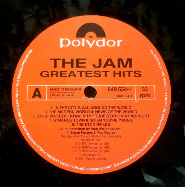 Image of Label Cover of LP - VG/G+ - THE JAM, Greatest Hits (Polydor; 8495541, UK 1991), A few light marks ,  - 2516085C