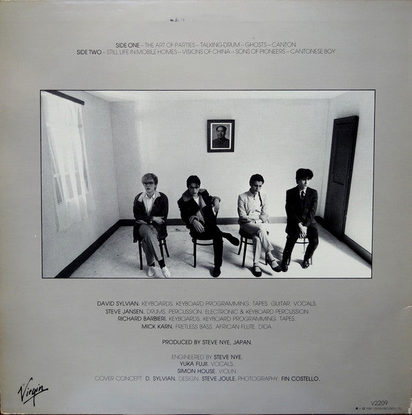 Image of Back Cover of LP - VG+/VG+ - JAPAN, Tin Drum (Virgin; V2209, UK 1981, "Utopia" Matrix), ,  - 4016238C