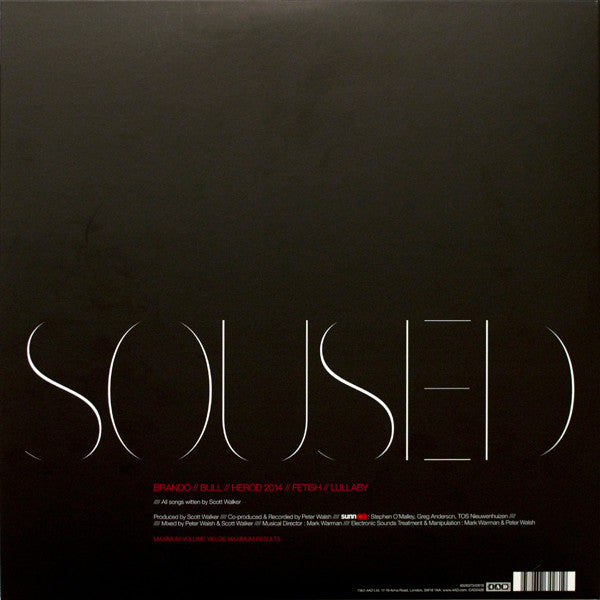 Image of Back Cover of 2xLP - VG/VG+ - SCOTT WALKER + SUNN O))), SOUSED (4AD; CAD3428, UK 2014, Pasteback Gatefold, Side4 is blank), A few marks and scuffs on cover,  - 1846027S