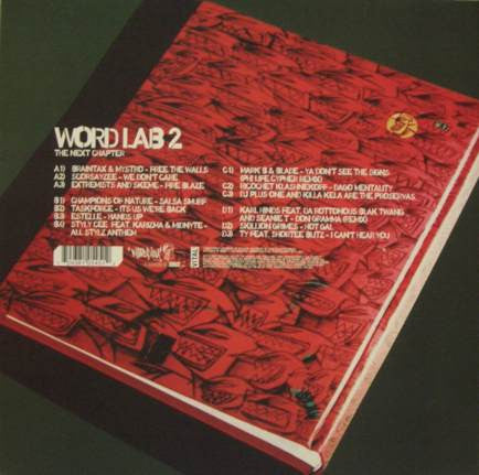 Image of Back Cover of 2xLP - VG/G+ - VARIOUS, Word Lab 2 The Next Chapter (Wordplay Records; WORDLP 027, UK 2001, Gatefold), Small sticker ghost on front of sleeve; some wear and creasing . Writing on labels,  - 3716342C