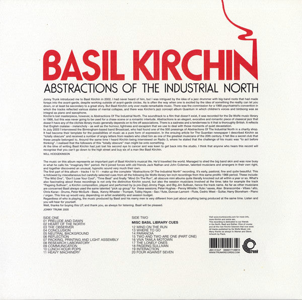 Image of Back Cover of 4844245S: LP - BASIL KIRCHIN, Abstractions Of The Industrial North (Trunk; JBH 012, UK 2005) Cover in shrink with light creasing. Strong VG+ disc.  VG/VG+