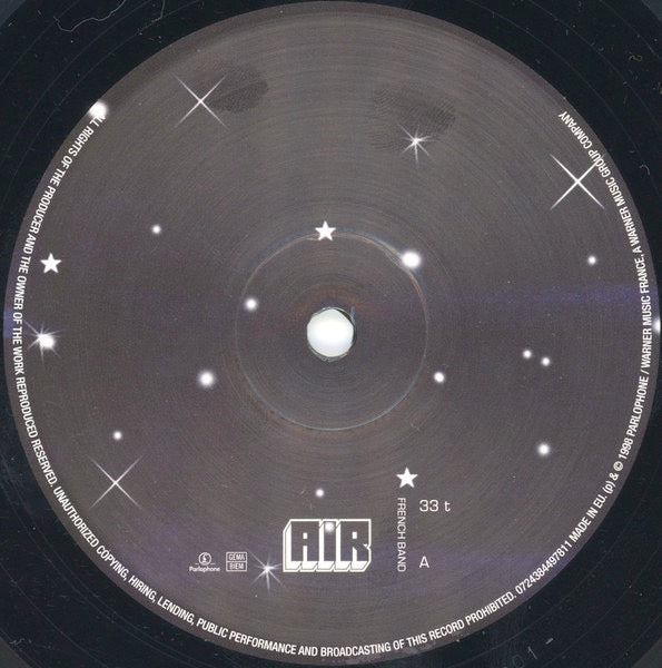 Image of Label Cover of LP - NEW/NEW - AIR, Moon Safari (Parlophone; 0724384497811, UK 2015 Reissue, Inner, 180 Gram Vinyl), , 'Moon Safari' is the debut studio album by the French duo Air, released in 1998. The album is a superlatively happy collection of experimental disco-mood sound nestled between ambient soundscape and breathy pop. Jean-Benoit Dunkel and Nicholas Godin, the French duo that makes up Air created a sonic masterpiece that captured a style and atmosphere there transcends time and place. Inc