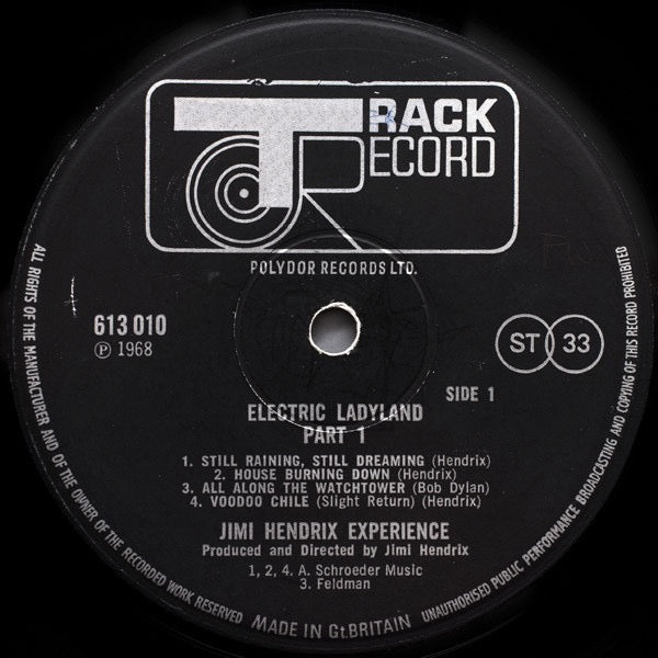 Image of Label Cover of 5144115S: LP - THE JIMI HENDRIX EXPERIENCE, Electric Ladyland Part 1 (Track; 613010, UK 1968, Laminated Sleeve)   VG/VG+