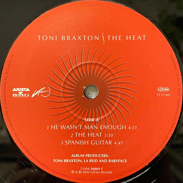 Image of Label Cover of 2xLP - VG/VG+ - TONI BRAXTON, The Heat (LaFace; 26069-1, Europe 2000, Insert), Records have a few very light marks but are mostly clean. Sleeve has some wear and creasing at edges and corners,  - 3216335C