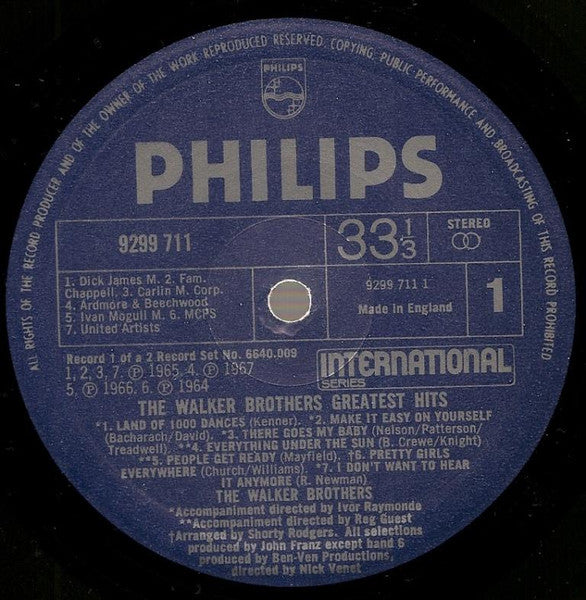 Image of Label Cover of 2xLP - VG+/VG+ - THE WALKER BROTHERS, Greatest Hits (Philips; 6640009, UK 1975, Laminated Front Gatefold Sleeve), ,  - 3946068S