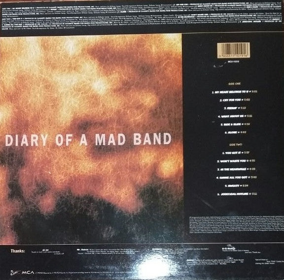 Image of Back Cover of LP - G+/VG - JODECI, Diary Of A Mad Band (MCA; 11019, UK 1993, Picture Sleeve), few light scuffs and hairlines both sides. lots of edge wear and few minor creases,  - 2146133S