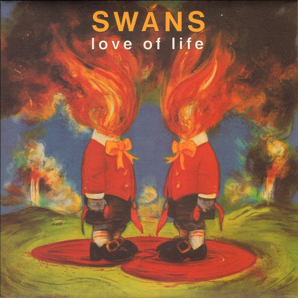 Image of Back Cover of LP - VG+/VG+ - SWANS, Love of Life (Young God; YGLP5B, UK 1992, Embossed Box Set, Inner And Merchandise Sheet, Collector's Edition), Very subtle warp to disc, a couple of light hairlines. Small stains on box. No hype sticker.,  - 3126311E
