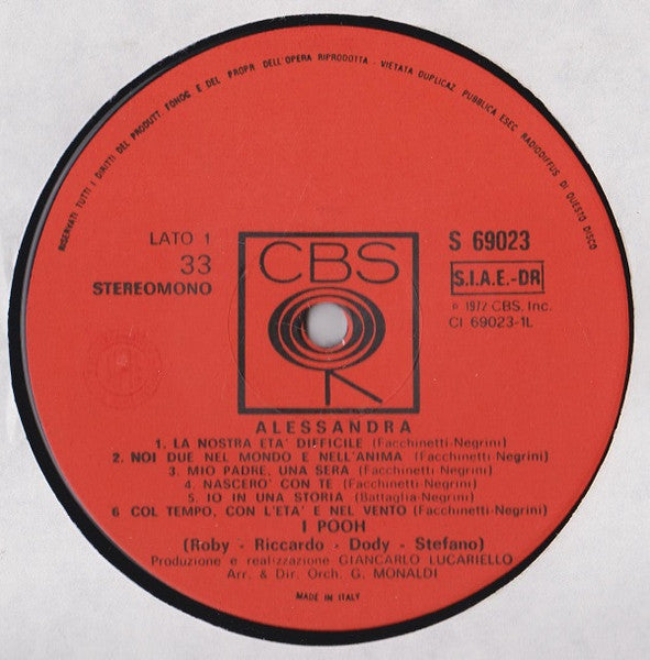 Image of Label Cover of LP - VG/VG - I POOH, Alessandra (CBS; S 69023, Italy 1972, Gatefold, Inner, No Insert), Strong VG,  - 3927437E