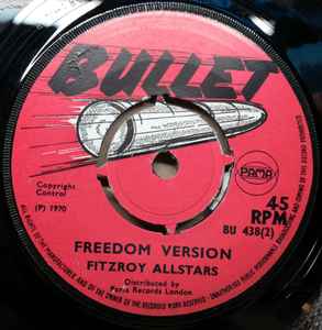 Image of Back Cover of 4653067S: 7" - FITZROY STERLING, Freedom Street  (Bullet; BU 438, UK 1970, Plain sleeve) Marks on vinyl. Large centre hole.  /G+