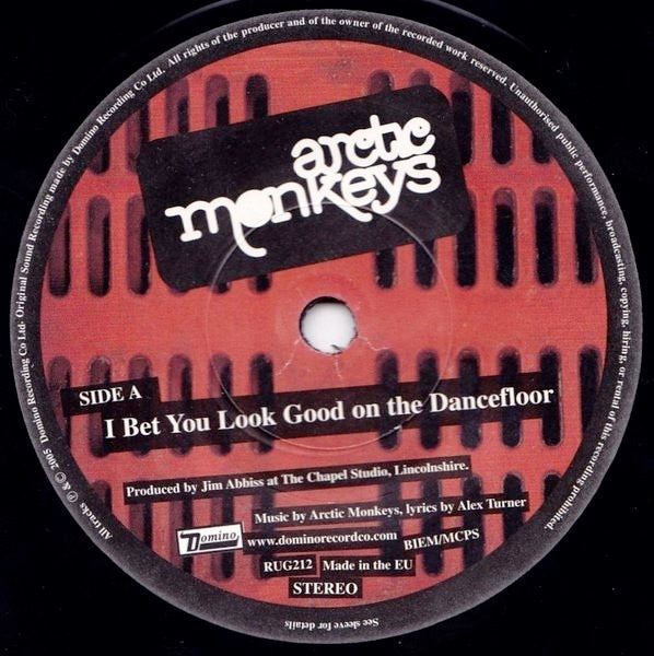Image of Label Cover of 7" - VG+/VG - ARCTIC MONKEYS, I Bet You Look Good On The Dancefloor (Domino; RUG212, UK 2005, Hype Stickered Sleeve), ,  - 4316627C