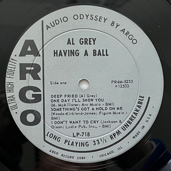 Image of Label Cover of LP - VG/VG - AL GREY, Having A Ball (Argo; LP-718, US 1963, Mono), ,  - 3346272S