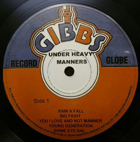 Image of Label Cover of LP - NEW/NEW - PRINCE FAR I, Under Heavy Manners (Joe Gibbs Record Globe; , UK 2015 Reissue), , A fairly obscure figure even by reggae standards, Prince Far I was one of the sternest of the "cultural" DJs that proliferated on the Jamaican scene in the late '70s; he rarely toasted (or, as he preferred, "chanted") about the joys of dancing or romantic love; his message was always focused on matters spiritual and political. - 0836174E