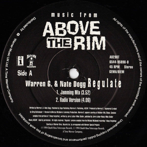 Image of Label Cover of 12" - VG/G+ - WARREN G & NATE DOGG / 2PAC, Regulate / Version / Pain / Loyal To The Game (Interscope; A8290T, UK 1994, Picture Sleeve), A fair few marks but no major scratches. Sleeve has some wear and sticker marks,  - 2726043E