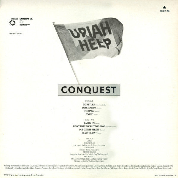 Image of Back Cover of LP - VG+/VG+ - URIAH HEEP, Conquest (Bronze; BRONX 524, UK 1980, Inner), ,  - 2726072E