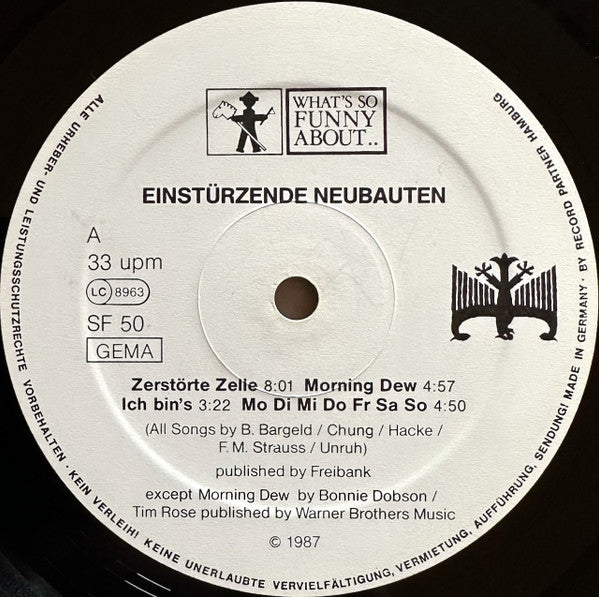 Image of Label Cover of LP - VG/G+ - EINSTURZENDE NEUBAUTEN, Fuenf Auf Nach Oben Offenen Richterskala (What's So Funny About...; SF 50, Germany 1987, Inner), ,  - 2126200E