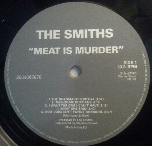 Image of Label Cover of 0135030E: LP - THE SMITHS, Meat Is Murder (Warner Bros; 2564665878, UK 2012 Reissue, Inner)   NEW/NEW