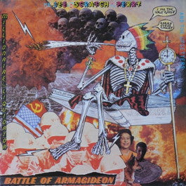 Image of Front Cover of LP - G+/G+ - LEE SCRATCH PERRY AND THE UPSETTERS, Battle of Armagideon (Millionaire Liquidator) (Trojan Records; TRLS 227, UK 1986), ,  - 2216100C