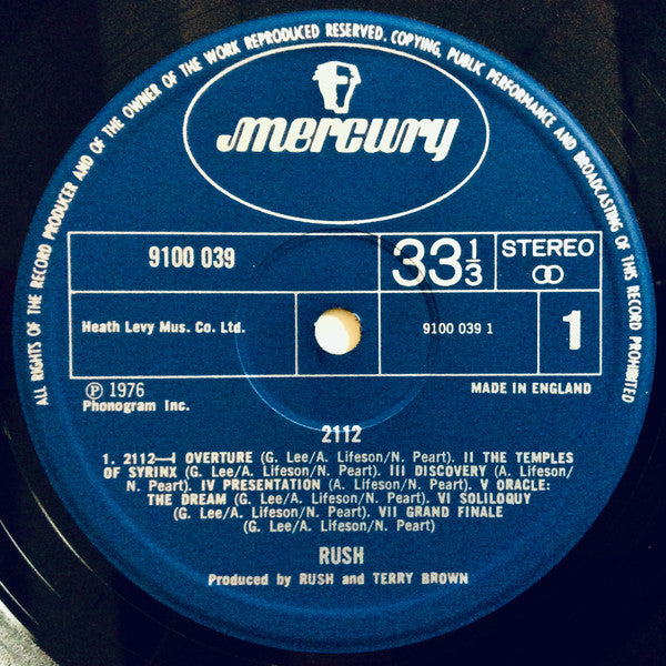 Image of Label Cover of LP - VG/VG+ - RUSH, 2112 (Mercury; 9100 039, UK 1976, Gatefold), Light Ring Wear,  - 4446117S
