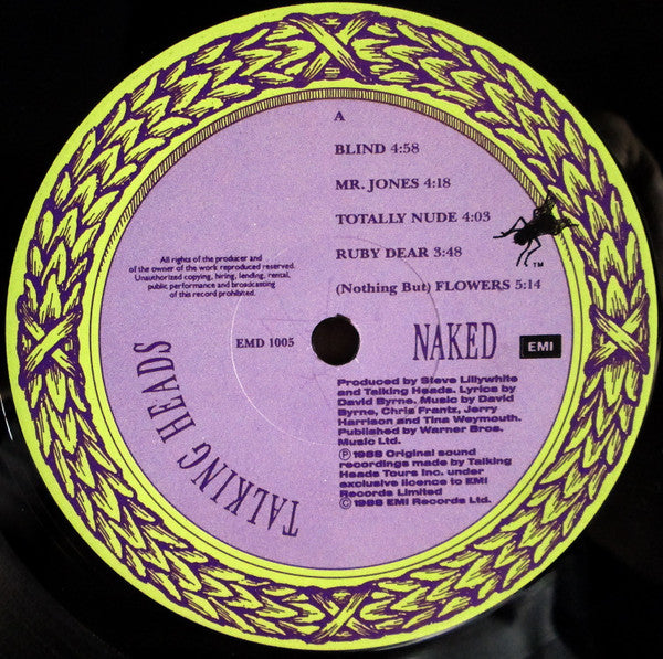 Image of Label Cover of LP - VG+/G+ - TALKING HEADS, Naked (Sire; EMD 1005, UK 1988, Inner & Insert, White Inner), ,  - 2526049E