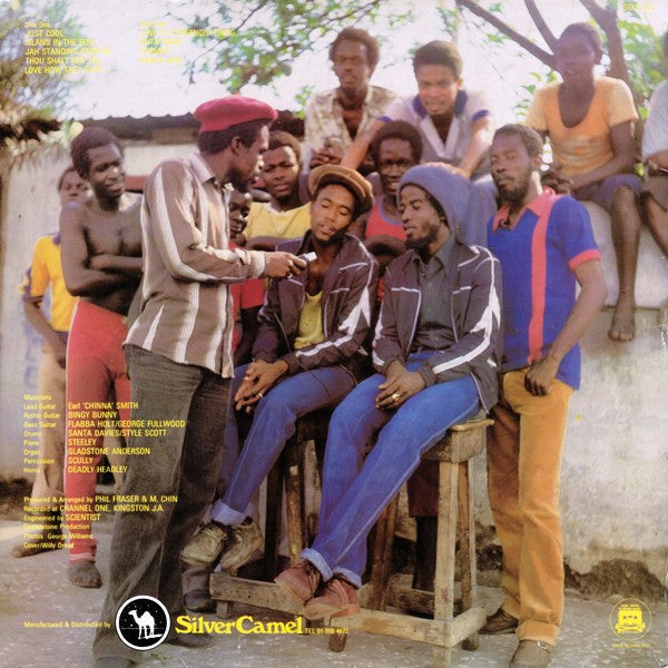 Image of Back Cover of 3624053E: LP - PETER  RANKING & GENERAL LUCKY, Jah Standing Over Me (Silver Camel; SCLP 011, UK 1982, Picture Sleeve) Strong VG Vinyl, Sticker Damage To Sleeve  VG/VG