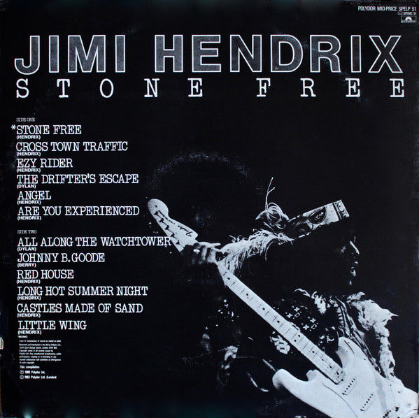 Image of Back Cover of LP - VG/VG - JIMI HENDRIX, Stone Free (Polydor; SPELP 51, UK 1983), ,  - 2826390E