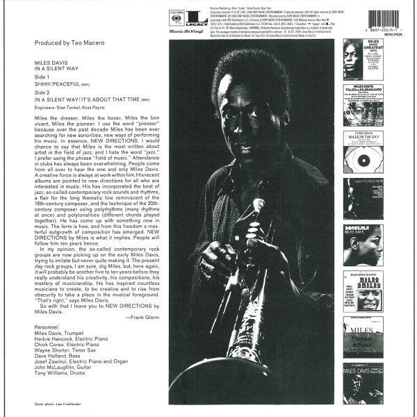 Image of Back Cover of LP - VG+/VG+ - MILES DAVIS, In A Silent Way (Music On Vinyl; MOVLP028, Europe 2009 Reissue, 180 Gram Vinyl), ,  - 1426336E
