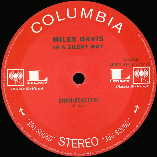 Image of Label Cover of LP - VG+/VG+ - MILES DAVIS, In A Silent Way (Music On Vinyl; MOVLP028, Europe 2009 Reissue, 180 Gram Vinyl), ,  - 1426336E