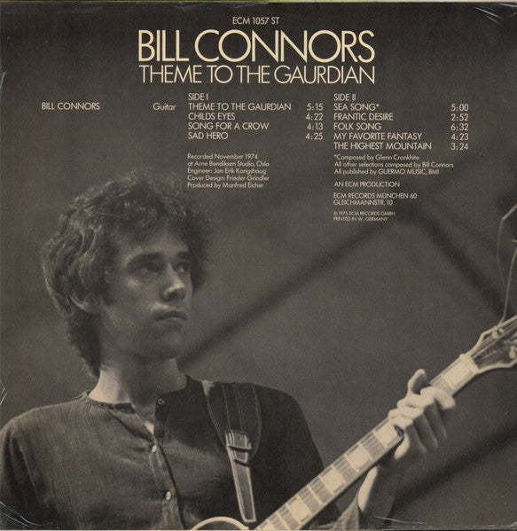 Image of Back Cover of 2524247E: LP - BILL CONNORS, Theme to the Gaurdian (ECM; 1057, Germany 1975)   VG+/VG+