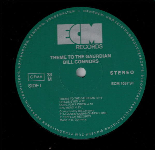 Image of Label Cover of 2524247E: LP - BILL CONNORS, Theme to the Gaurdian (ECM; 1057, Germany 1975)   VG+/VG+