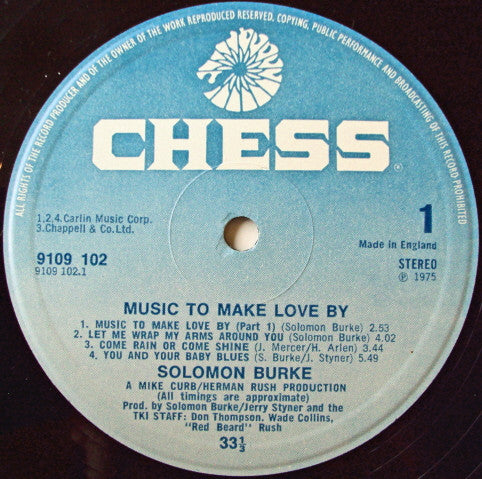 Image of Label Cover of LP - VG/VG+ - SOLOMON BURKE, Music To Make Love By (Chess; 9109 102, UK 1975, Picture Sleeve), ,  - 4446211S