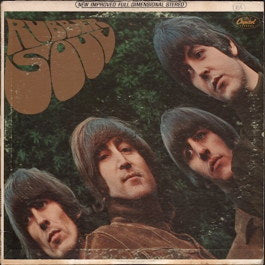 Image of Front Cover of LP - VG/VG+ - THE BEATLES, Rubber Soul (Capitol Colorband MFD. By Capitol... Rimtext; ST2442, US 1966 Reissue, White Border Sleeve, Stereo Repress, Los Angeles Pressing), Light hairlines uder light, sleeve spine discoloured. No Company Inner.,  - 4216363C