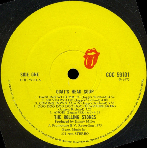 Image of Label Cover of 4624226E: LP - THE ROLLING STONES, Goat's Head Soup (Rolling Stones; COC59101, UK 1973, Gatefold, 1 Insert)   G+/VG