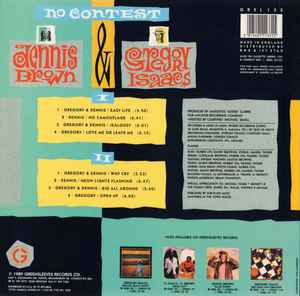 Image of Back Cover of LP - VG/VG+ - GREGORY ISAACS & DENNIS BROWN, No Contest (Greensleeves Records; GREL 133, UK 1989), ,  - 3526148E