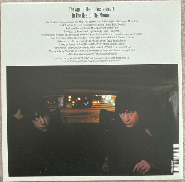 Image of Back Cover of 7" - VG/VG - THE LAST SHADOW PUPPETS, The Age Of The Understatement (Domino; RUG288X, UK 2008, Picture Sleeve, Part 2/2), ,  - 3916426C