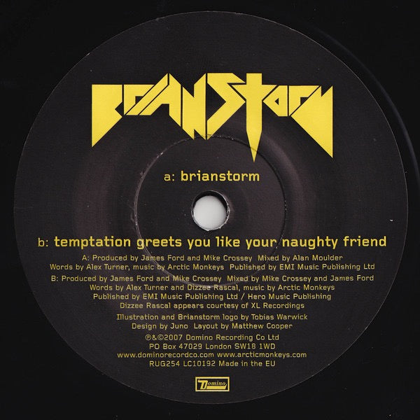 Image of Label Cover of 7" - VG/VG - ARCTIC MONKEYS, Brianstorm (Domino; RUG254, UK 2007, Embossed Sleeve), ,  - 4216028C