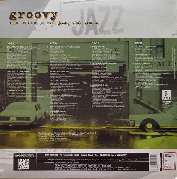 Image of Back Cover of 2xLP - VG/VG+ - VARIOUS, Groovy: A Collection Of Rare Jazzy Club Tracks (Irma; IRMA 484128-1, Italy 1996), ,  - 2526474E